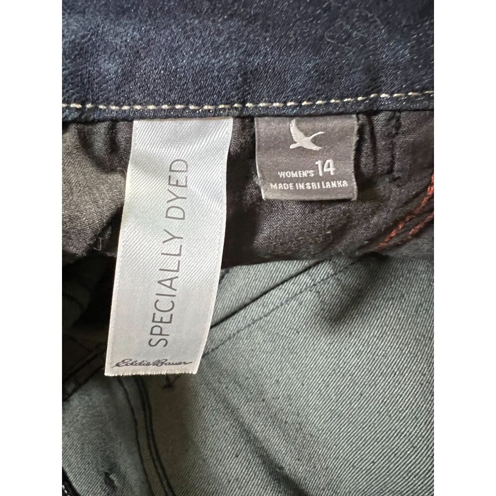 Eddie Bauer Slightly Curvy Jeans Sz 14 Womens Slim Straight Dark Wash - Picture 6 of 12